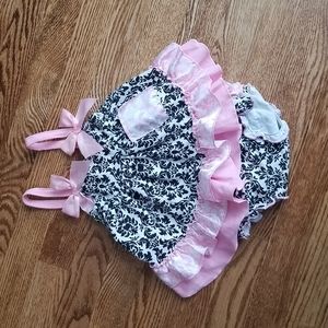 (6-12M) Baby Girl Paisley Print Ruffle Bow Accents Matching Set So Cute Adorable